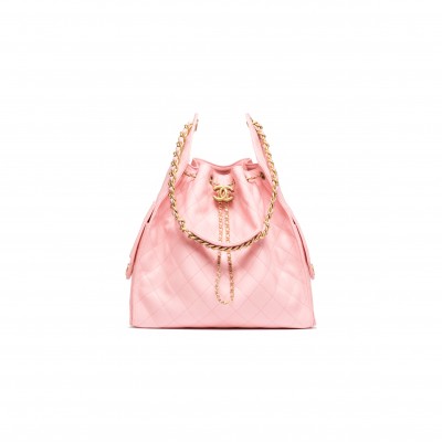 CHANEL 25 MEDIUM HANDBAG GRAINED CALFSKIN & GOLD-TONE METAL LIGHT PINK AS5311 (40*30*15cm)